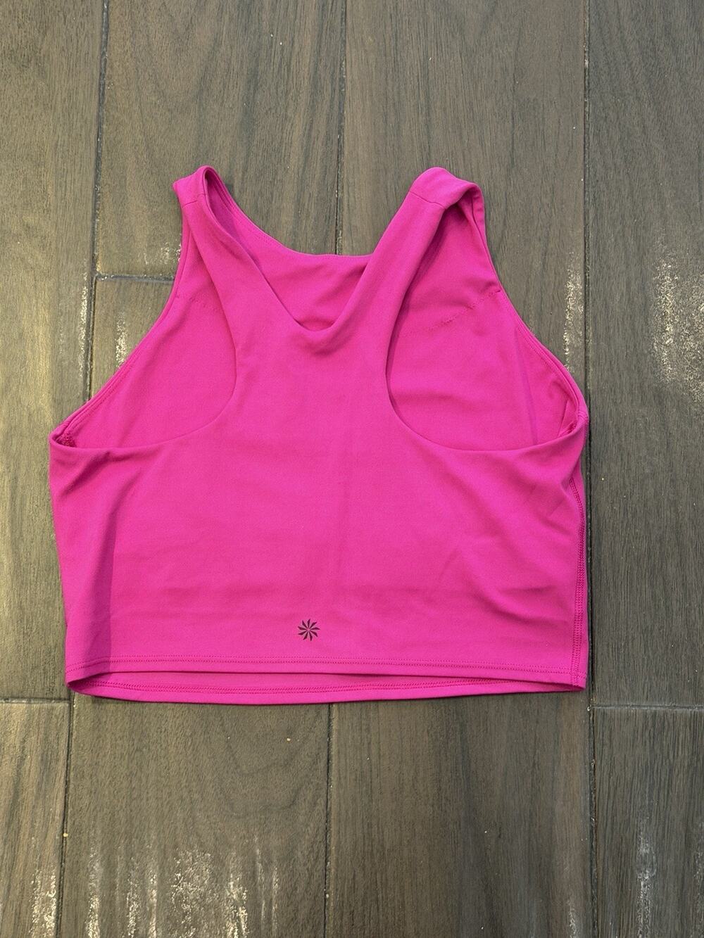 Athleta Sports Bra Magenta Conscious Crop Powervita Racerback SZ MEDIUM